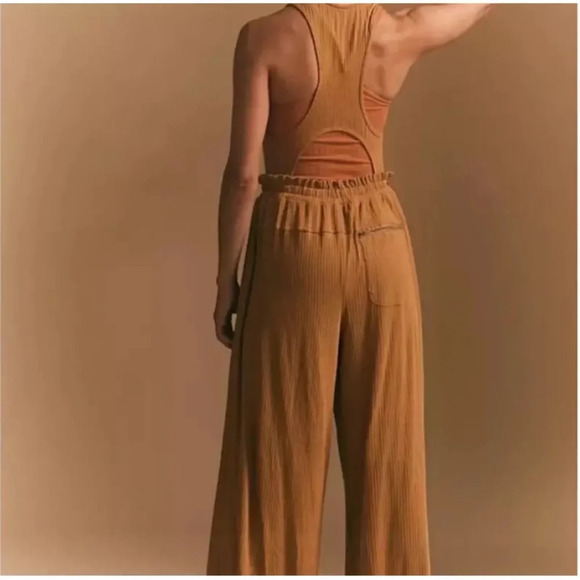 Free People Movement Caught My Tempo Jumpsuit Open back wide leg S - Picture 6 of 10
